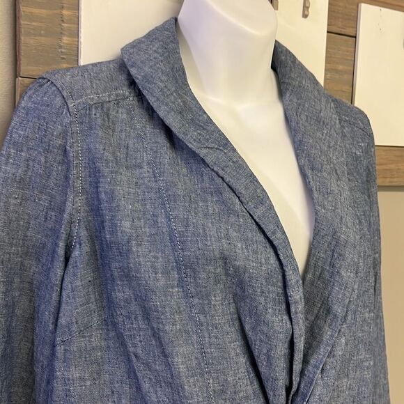 Free People Linen V-Neck Collar Long Sleeve Mini Dress w/ Pockets- Size XS - Picture 6 of 16